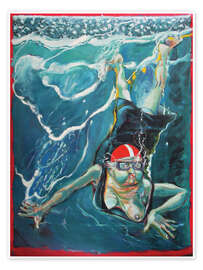 Poster Alte Schwimmerin, 2000 - Jean Moreaux