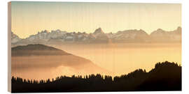 Holzbild Zimba Sonnenuntergang, Vorarlber, Österreich - Lucas Tiefenthaler