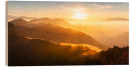 Holzbild Sonnenuntergang Furkajoch, Vorarlberg - Lucas Tiefenthaler