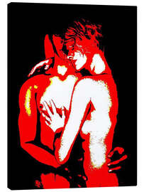 Leinwandbild Ein verliebtes Paar im roten Licht - Andrej Losovoj