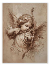 Wandbild Vintage Valentinstag Amor-Engel - TAlex