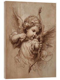 Holzbild Vintage Valentinstag Amor-Engel - TAlex