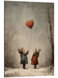 Alubild Vintage Valentinstag Kinder mit Herzballondruck - TAlex
