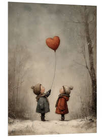 Hartschaumbild Vintage Valentinstag Kinder mit Herzballondruck - TAlex