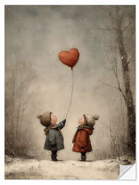 Wall sticker Children with heart-shaped balloons - TAlex