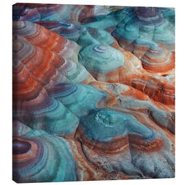 Leinwandbild Farbenfrohe Bentonithügel der Wüste in den USA - Martin Podt