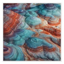 Wandbild Farbenfrohe Bentonithügel der Wüste in den USA - Martin Podt