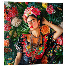 Magnettafel Frida Kahlo Vintage-Blumenporträt II