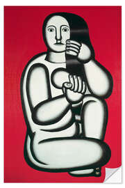 Wandsticker Weiblicher Akt auf rotem Hintergrund, 1927 - Fernand Léger