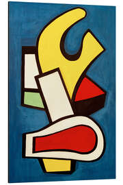 Tableau en aluminium Composition architecturale sur fond bleu - Fernand Léger