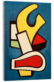 Holzbild Architektonische Komposition auf blauem Hintergrund - Fernand Léger