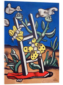 Acrylglasbild Zwei gelbe Schmetterlinge auf einer Leiter, 1951 - Fernand Léger