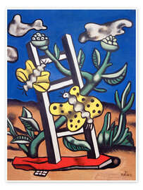 Wandbild Zwei gelbe Schmetterlinge auf einer Leiter, 1951 - Fernand Léger