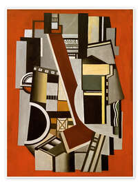 Wandbild Mechanische Elemente auf rotem Grund, 1924 - Fernand Léger