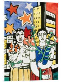 Acrylic print Two figures with flowers - Fernand Léger