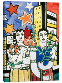Leinwandbild Zwei Figuren mit Blumen - Fernand Léger