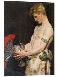 Akrylbillede Germanic warrior with helmet - Osmar Schindler