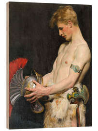 Holzbild Germanischer Krieger mit Helm - Osmar Schindler