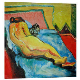 Acrylglasbild Liegender Akt mit Katze - Max Pechstein