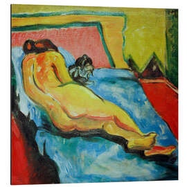 Alubild Liegender Akt mit Katze - Max Pechstein