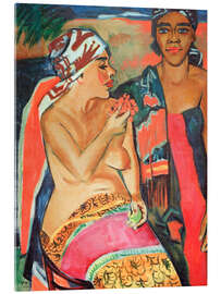 Acrylglasbild Frauen mit buntem Teppich, 1920 - Max Pechstein