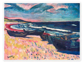 Wandbild Boote am Strand von Nidden, 1911 - Max Pechstein