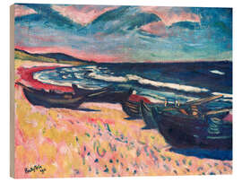Holzbild Boote am Strand von Nidden, 1911 - Max Pechstein