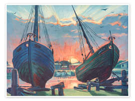 Wandbild Kutter zur Reparatur, 1933 - Max Pechstein