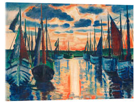 Acrylglasbild Sonnenuntergang in Leba Hafen, 1926 - Max Pechstein