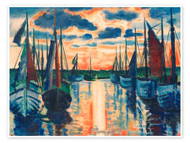 Wandbild Sonnenuntergang in Leba Hafen, 1926 - Max Pechstein