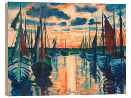 Holzbild Sonnenuntergang in Leba Hafen, 1926 - Max Pechstein