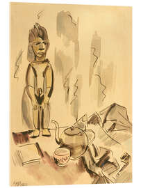 Tableau en verre acrylique Still life with teapot, pipe and African figure - Max Pechstein