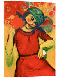 Acrylglasbild Mädchen mit rotem Fächer, 1910 - Max Pechstein