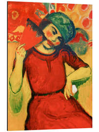 Print på aluminium Girl with red fan, 1910 - Max Pechstein