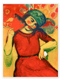 Wandbild Mädchen mit rotem Fächer, 1910 - Max Pechstein