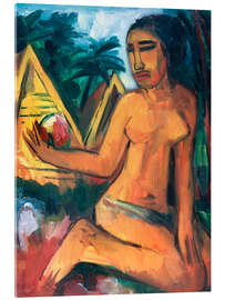 Acrylglasbild Kniendes Mädchen auf den Palauinseln, 1917 - Max Pechstein