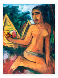 Wandbild Kniendes Mädchen auf den Palauinseln, 1917 - Max Pechstein