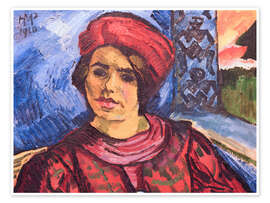 Wandbild Junge Frau mit rotem Turban (Lotte Pechstein), 1910 - Max Pechstein
