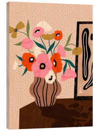 Holzbild Blume auf dem Sideboard