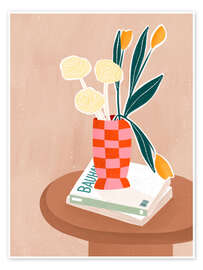 Wandbild Karierter Vase - Bea Müller