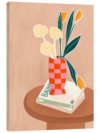Holzbild Karierter Vase - Bea Müller