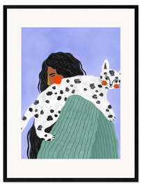 Gerahmter Kunstdruck Chillen mit der Katze