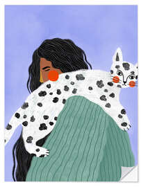 Wandsticker Chillen mit der Katze