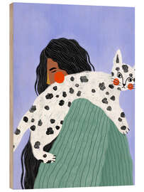 Holzbild Chillen mit der Katze