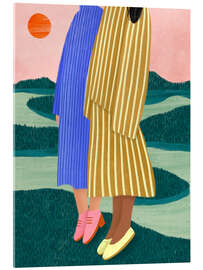 Acrylglasbild Freunde mit gestreiften Kleidern - Bea Müller