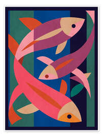 Poster Abstraktes Fisch-Trio