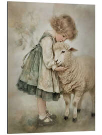 Alubild Mädchen umarmt Lamm - Olga Telnova