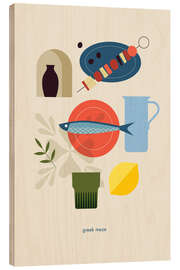 Holzbild Greek meze - Maja Modén