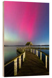Holzbild Magische Polarlichter über dem Hemmelsdorfer See - Nils Steiner