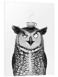 Hartschaumbild Eule mit Kaffee